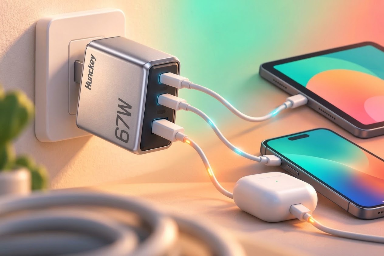 Şarj adapteri Huntkey S67 mini: Kompakt ölçü, güclü şarj imkanı